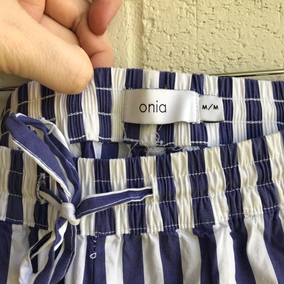 Onia Chloe Stripe Poplin Wide Leg Palazzo Pants - Picture 6 of 9